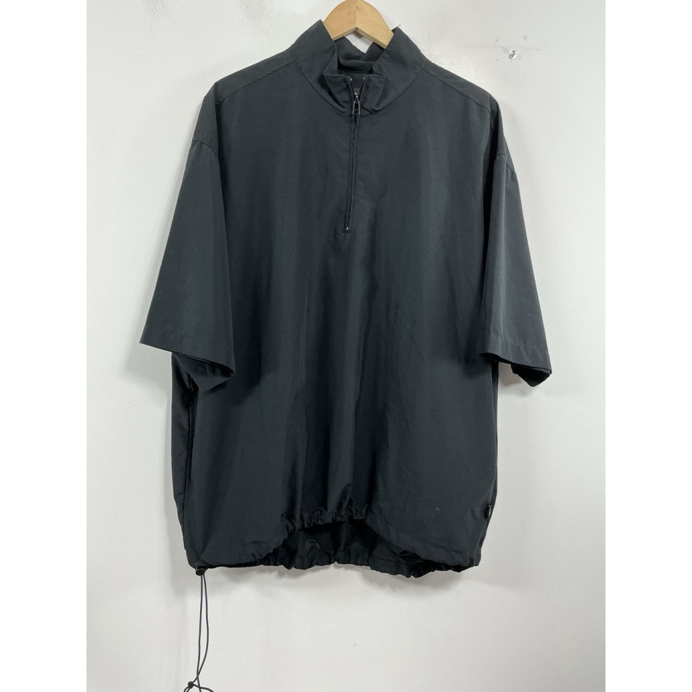 Mens Wedge Short Sleeve Pullover Windbreaker Jacket Black XL Elastic Waist